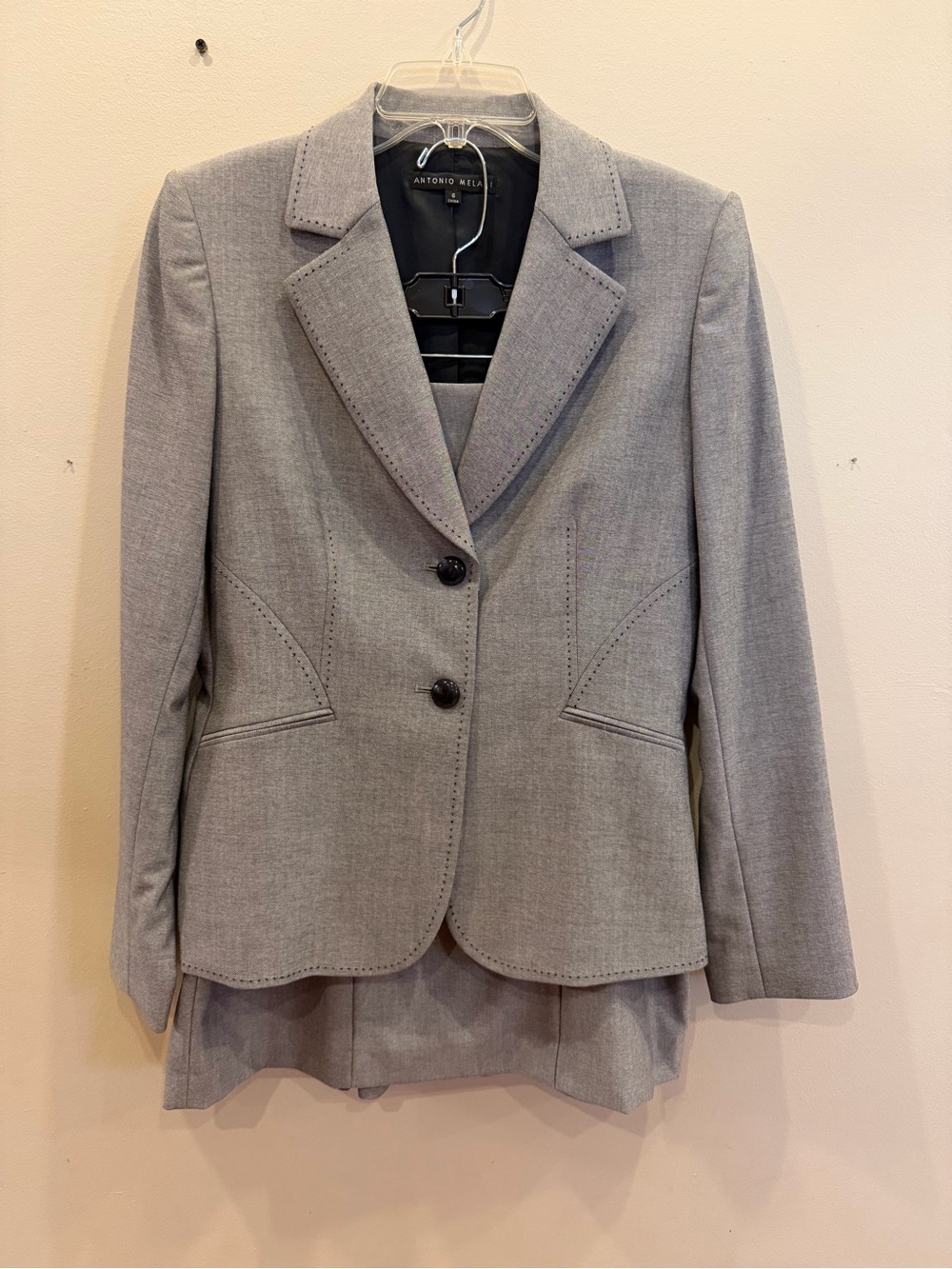 ANTONIO MELANI Light Gray Two-Button Tailored Blazer